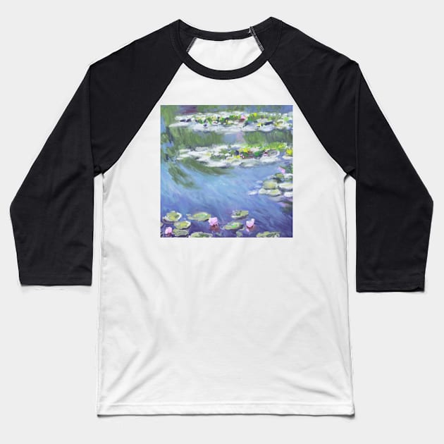 Homage to Monet’s Water Lillies Baseball T-Shirt by missdebi27